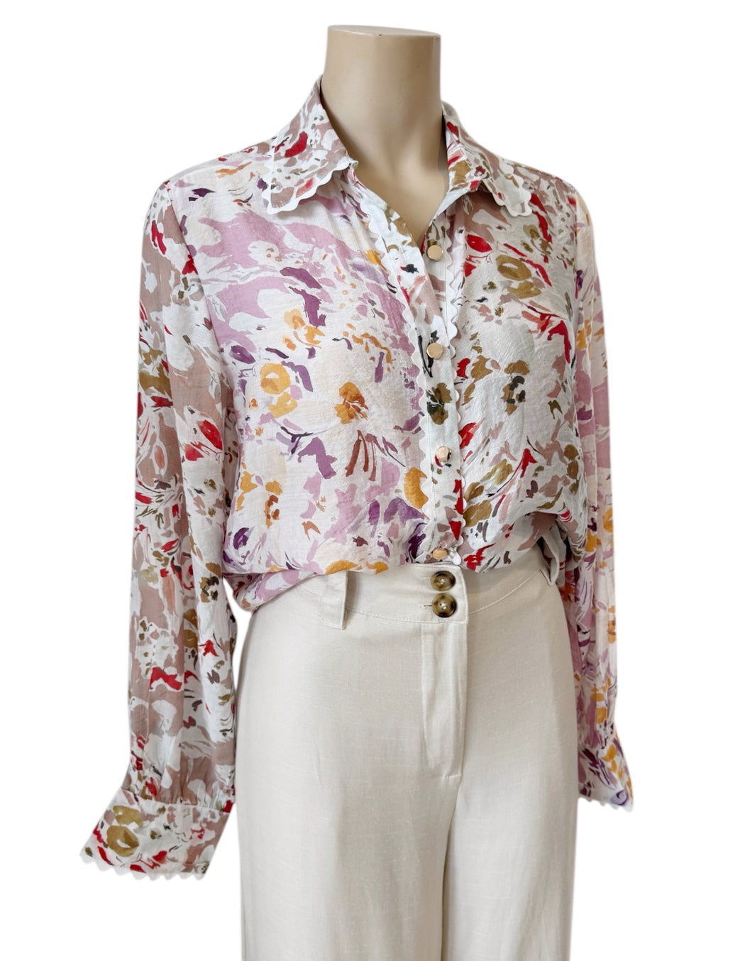Balloon Sleeve Blouse - Floral multi