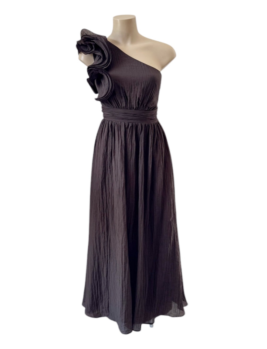 Emmy One shoulder Maxi Dress - Chocolate