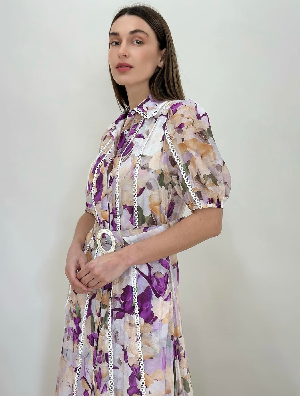 Floral midi Dress - Purple Multi