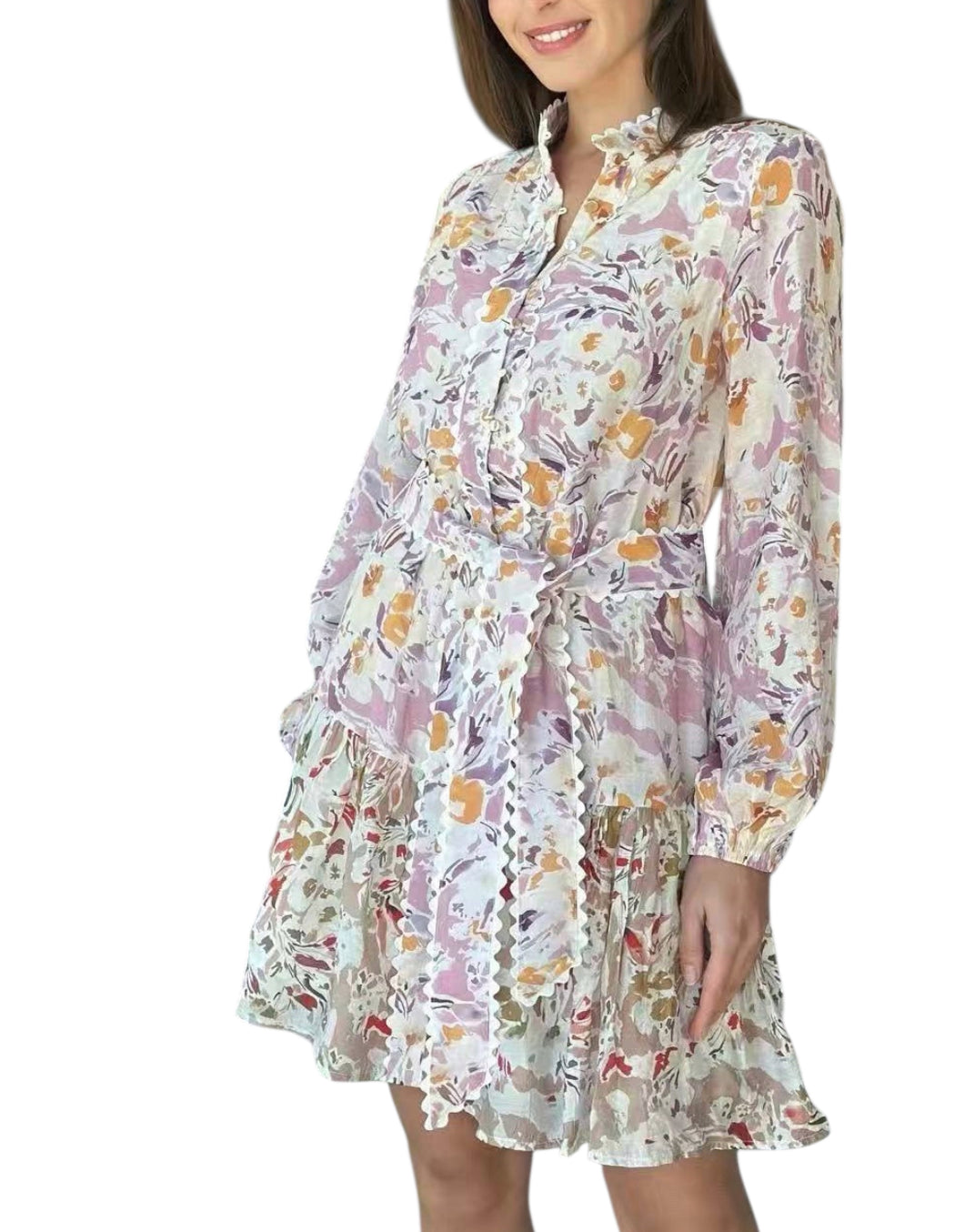 Drop Hem Mini Dress - Multi floral