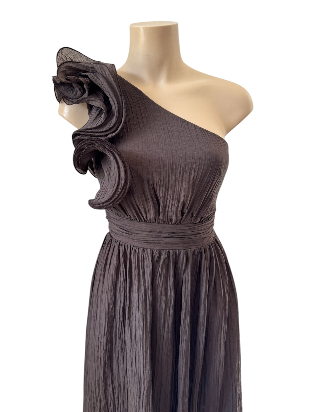 Emmy One shoulder Maxi Dress - Chocolate