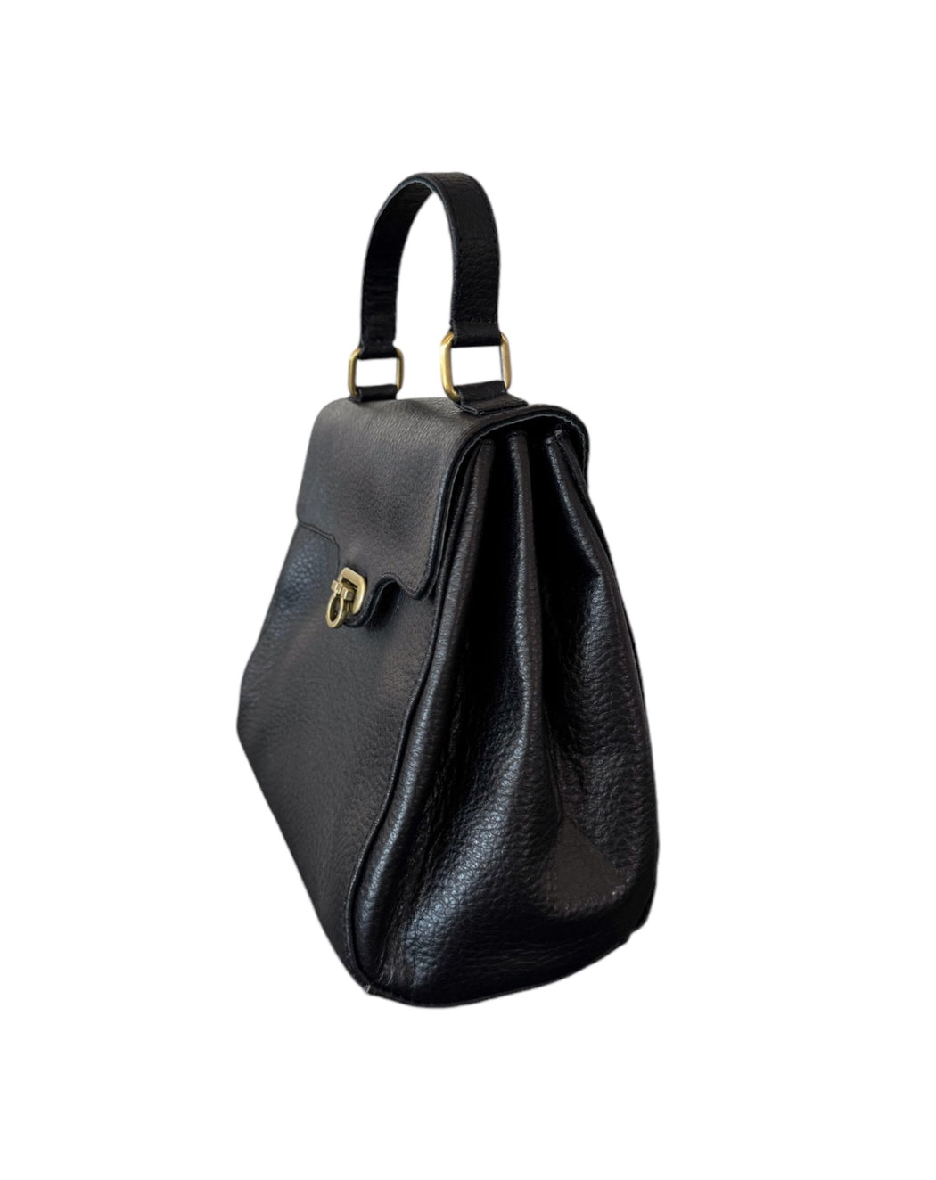 Hobo and Hatch Genuine Leather Verve Vintage Shoulder Bag - Textured Noir (black)