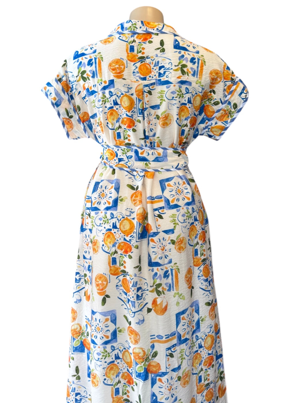 Button down Midi Dress - Oranges print