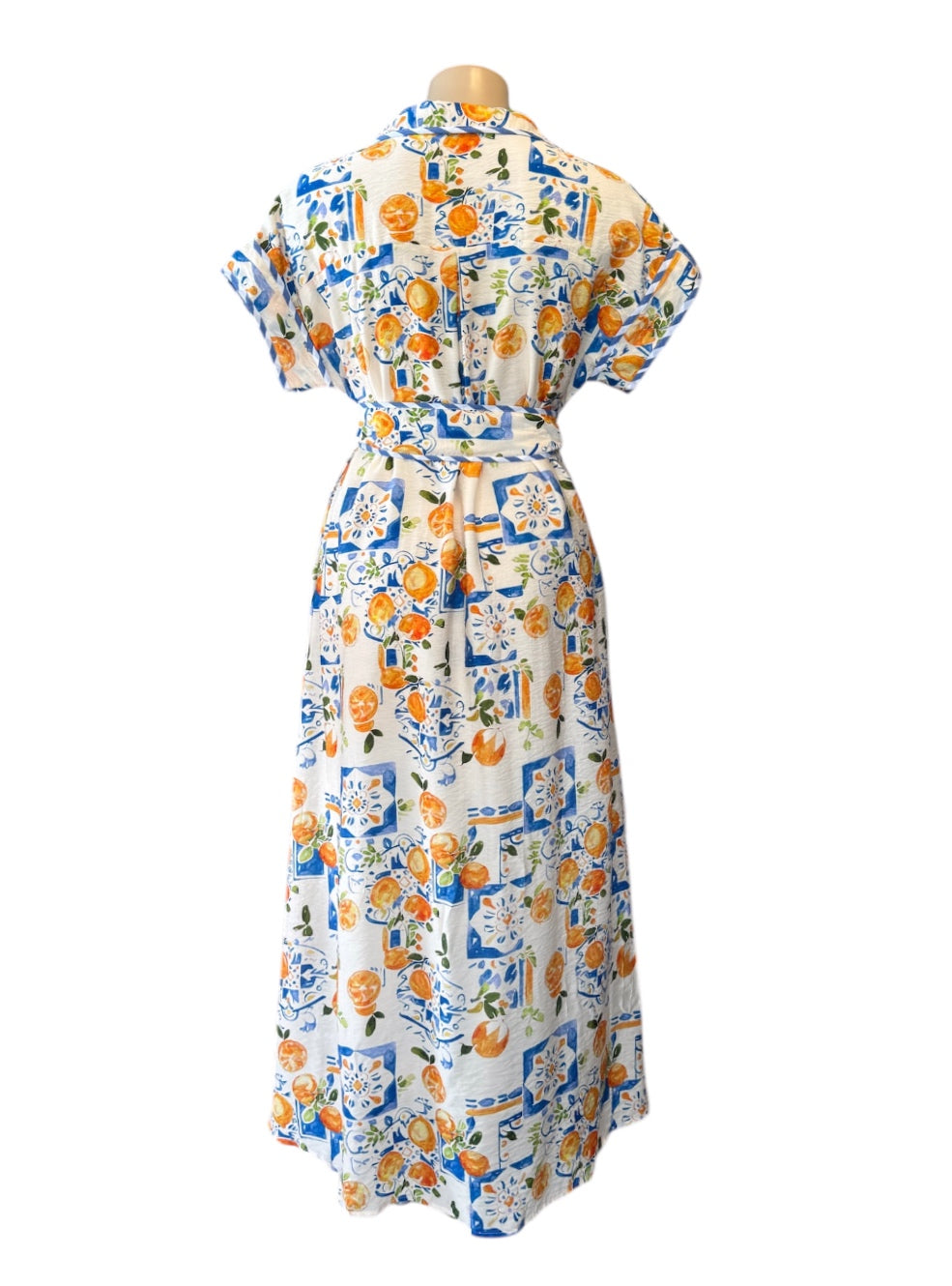 Button down Midi Dress - Oranges print