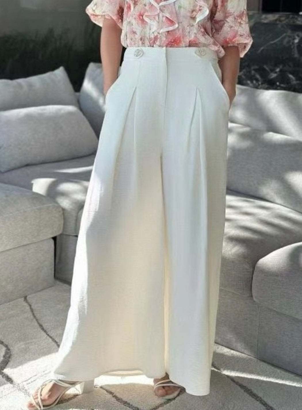 Pleat front Pants - Ivory