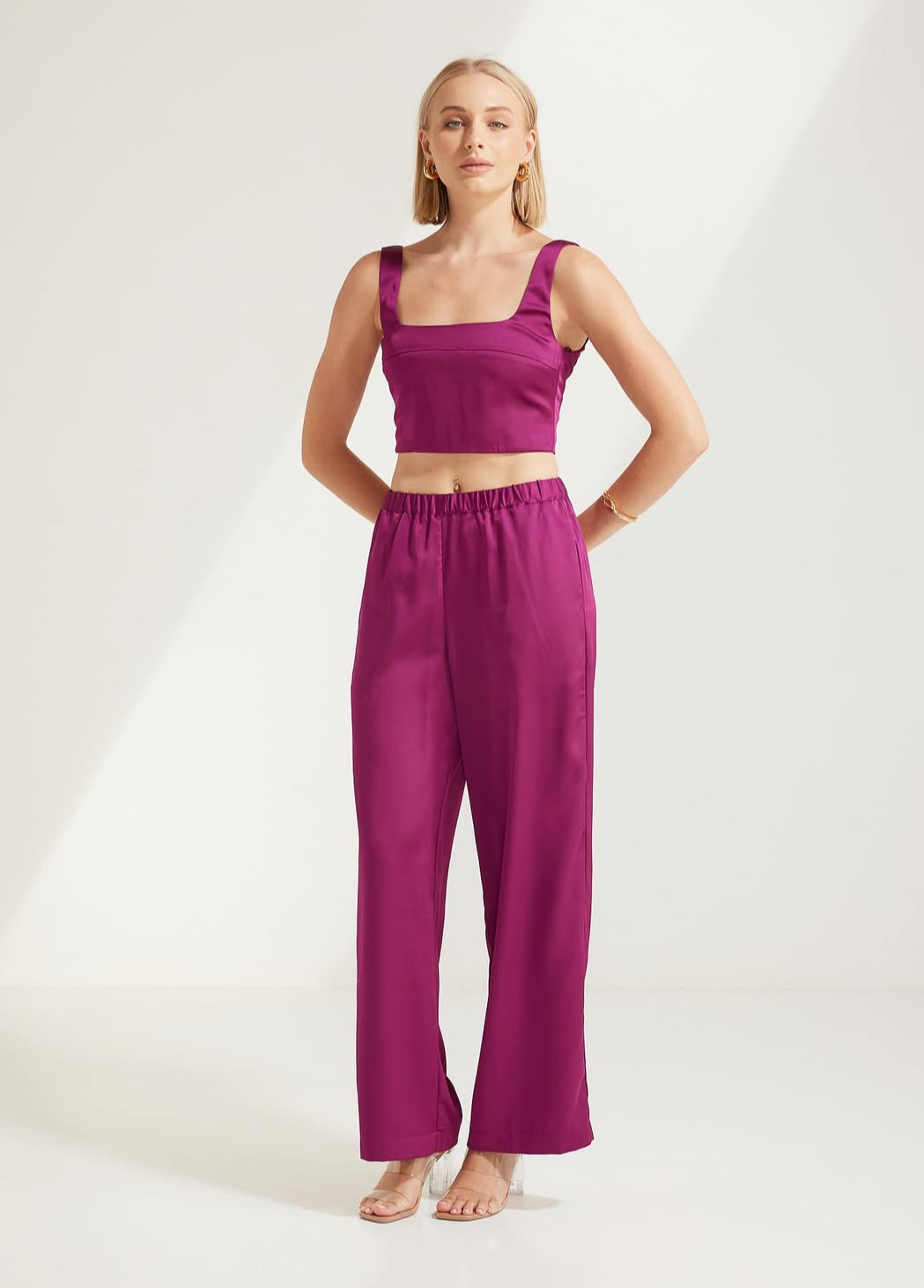 Silky Bralette style Crop Top - Berry