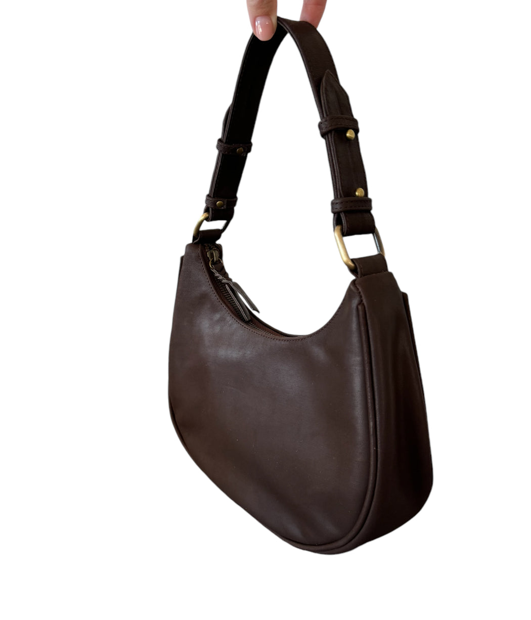 Hobo and Hatch Genuine Leather Clara Mini Shoulder Bag - Cocoa