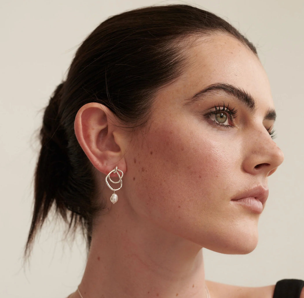 Sterling silver plated Pearl Drop Studs