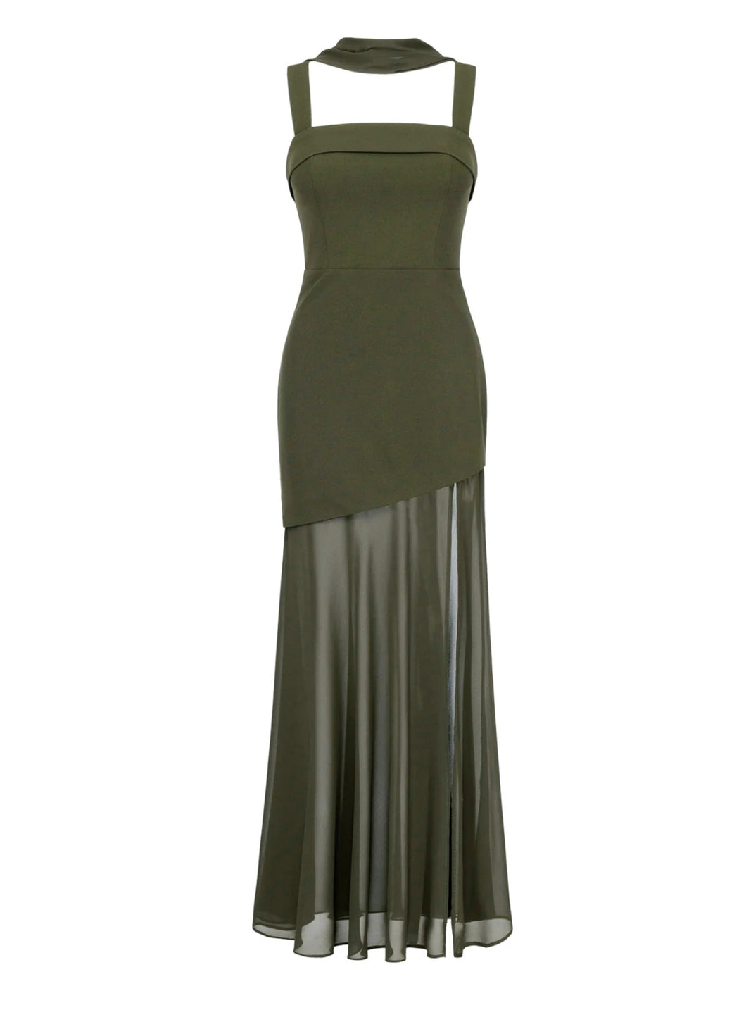 Splice Evening Dress - Khaki