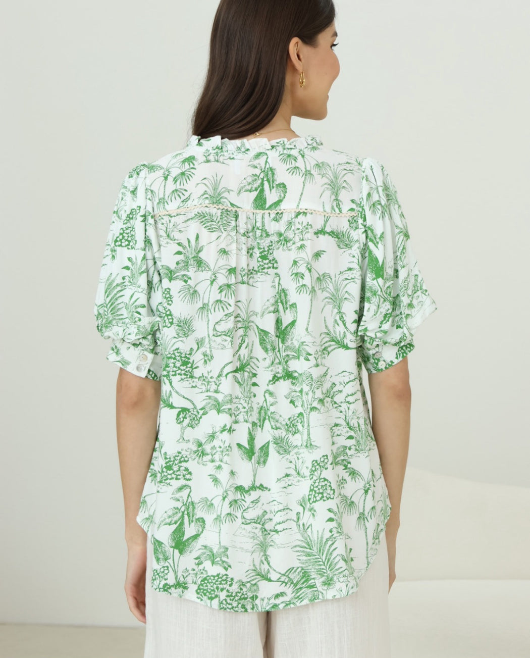 Short Sleeve Blouse - Palm Green