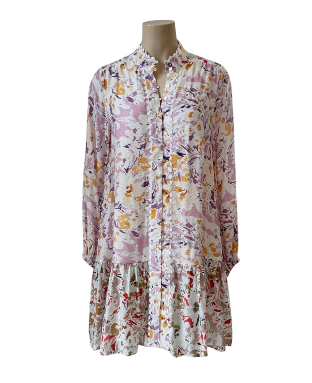 Drop Hem Mini Dress - Multi floral