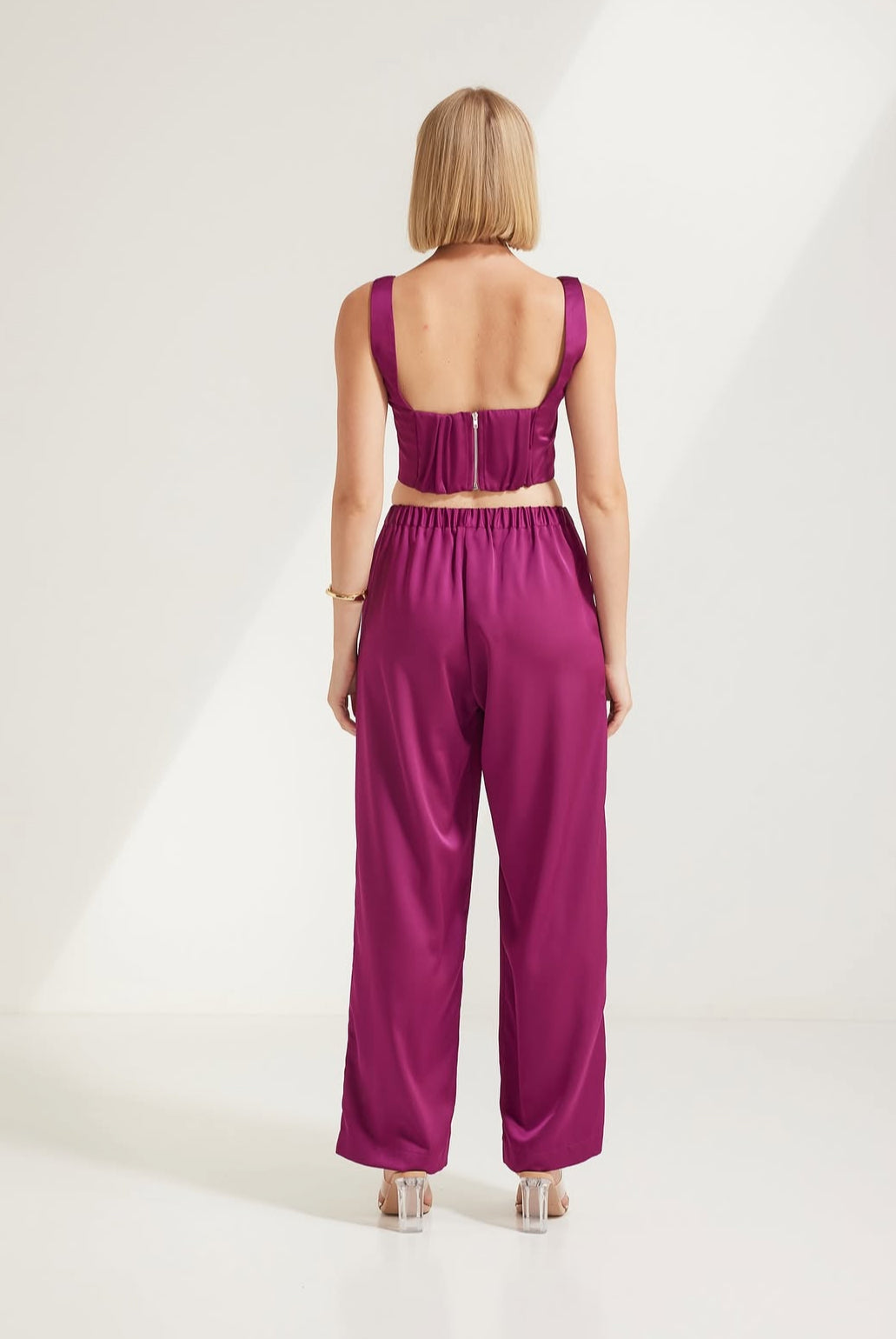 Silky Bralette style Crop Top - Berry