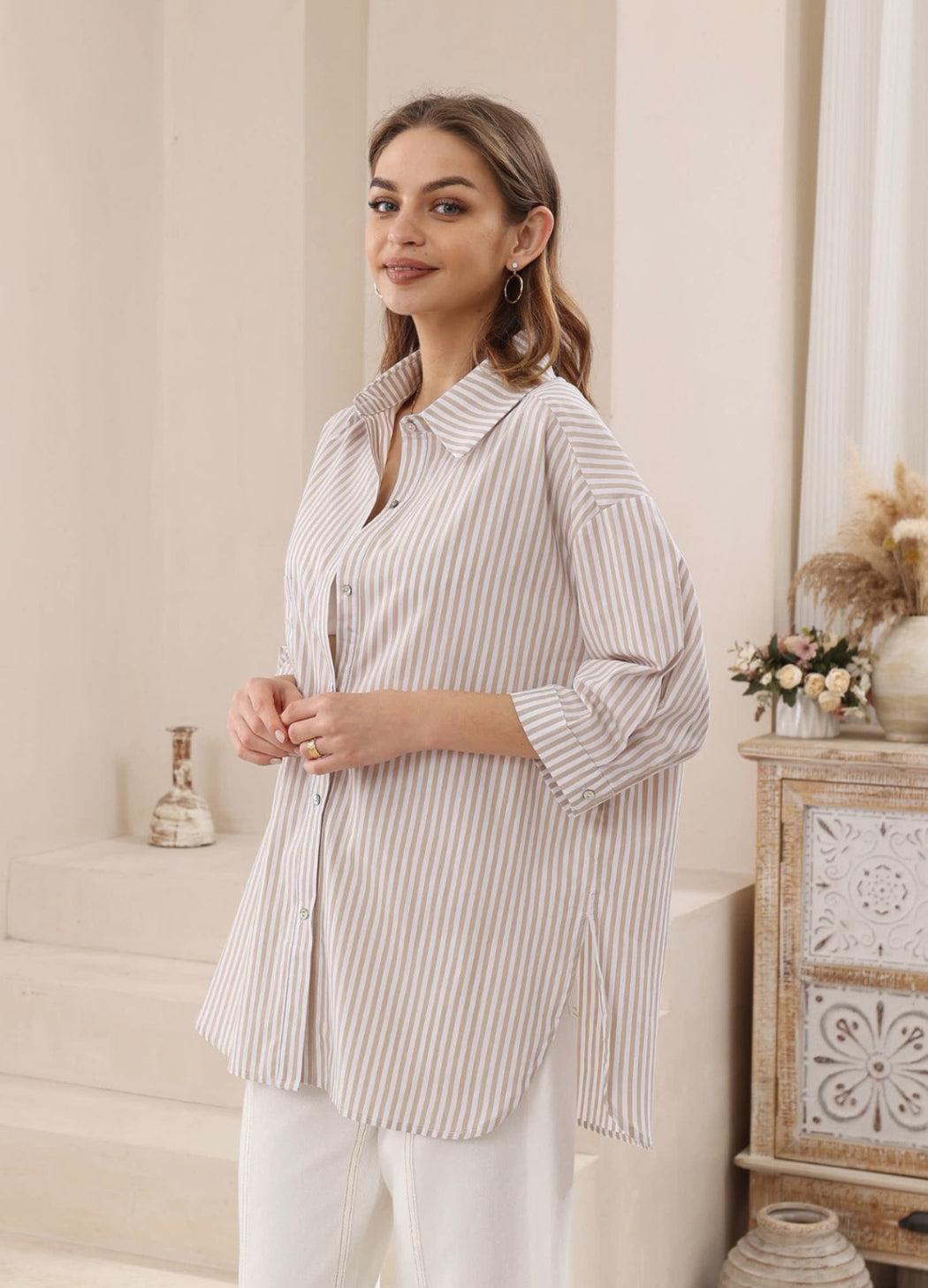 Holiday Stripe Shirt - Natural