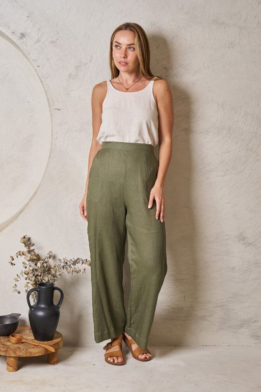 Linen Pants - Olive green