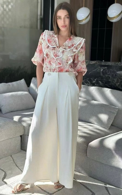 Pleat front Pants - Ivory