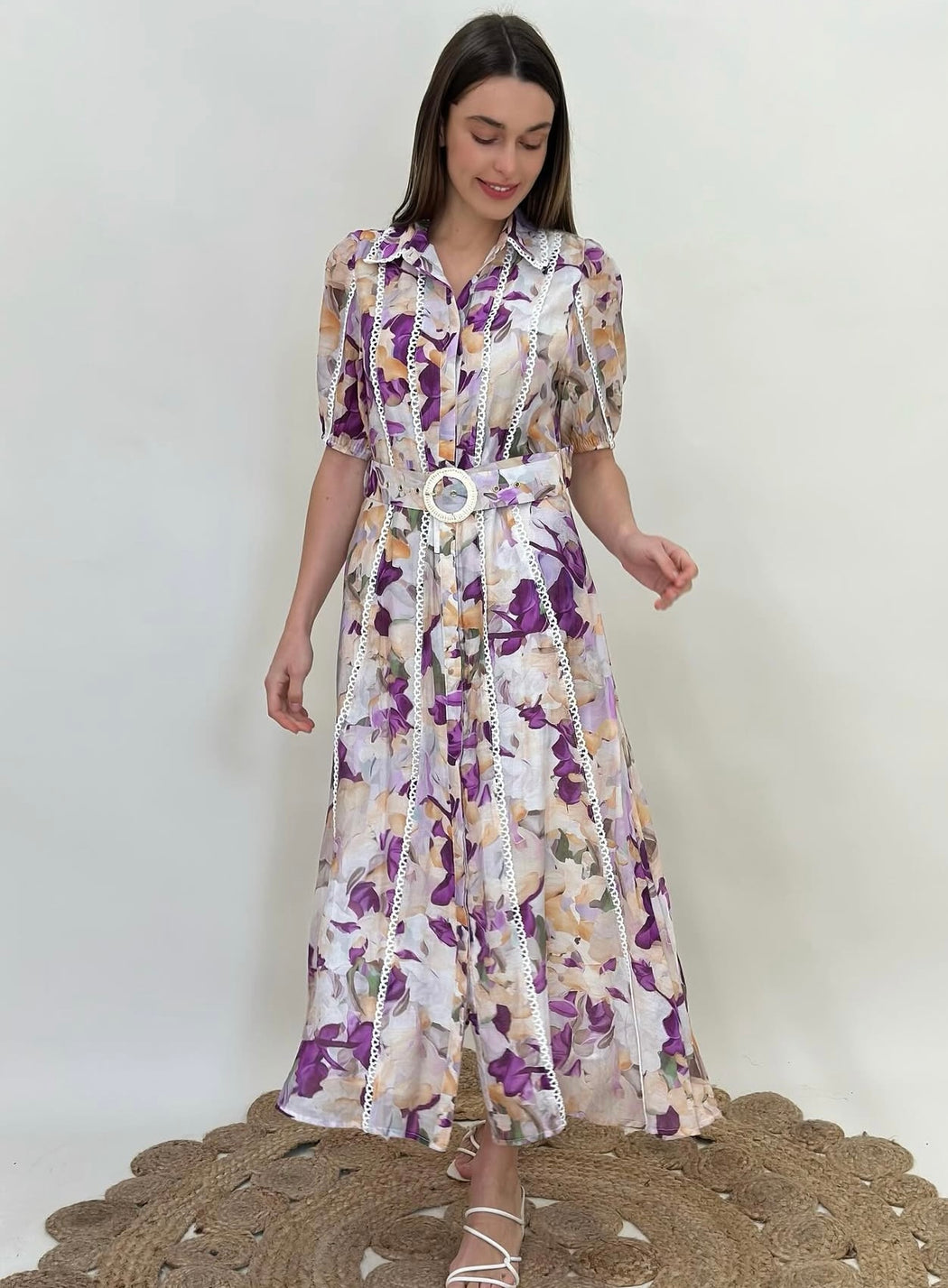 Floral midi Dress - Purple Multi