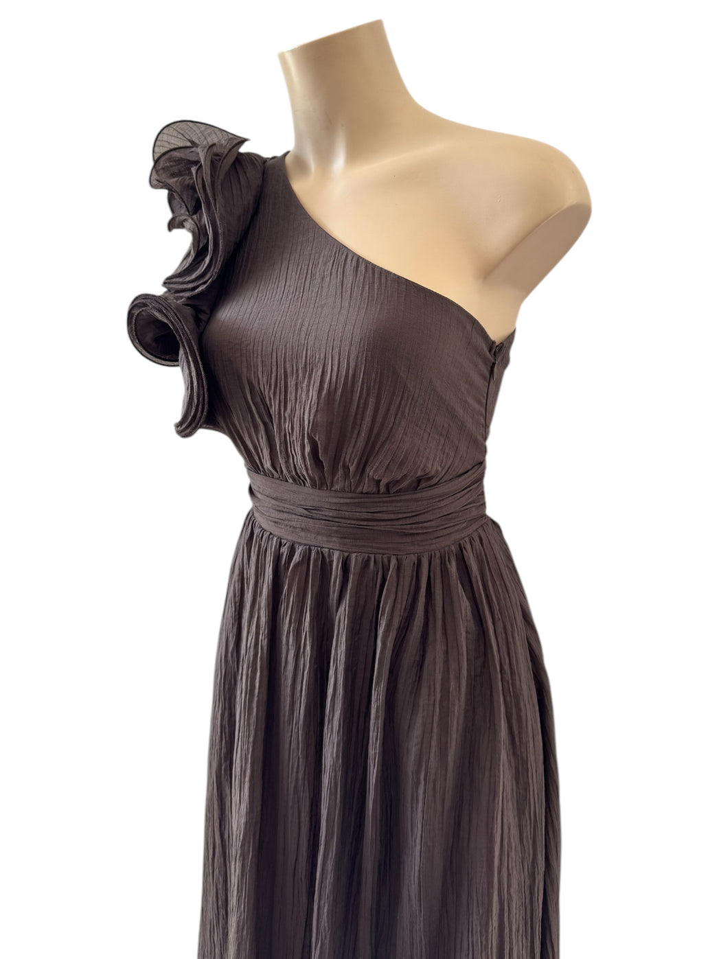 Emmy One shoulder Maxi Dress - Chocolate