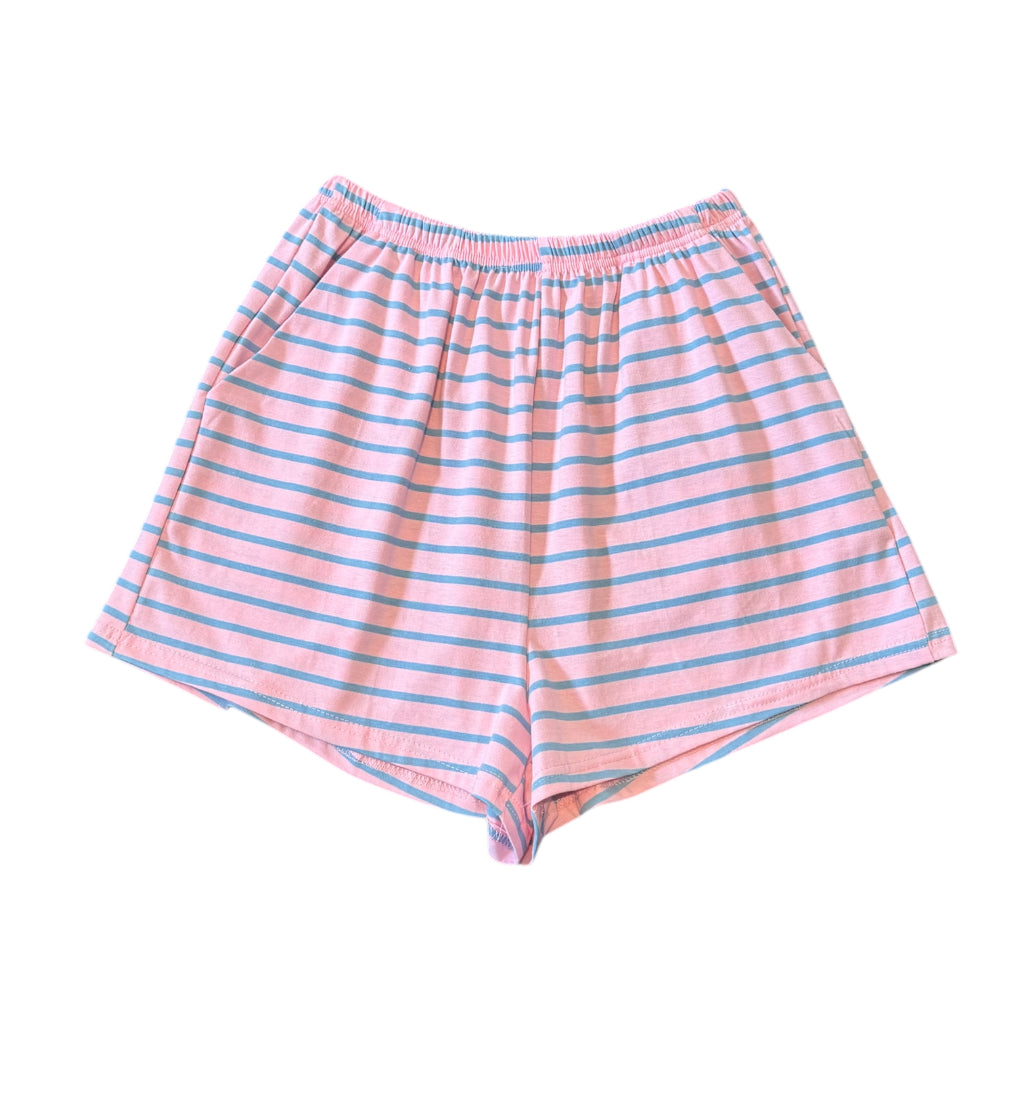 Stripe Jersey Shorts - Blue and Pink