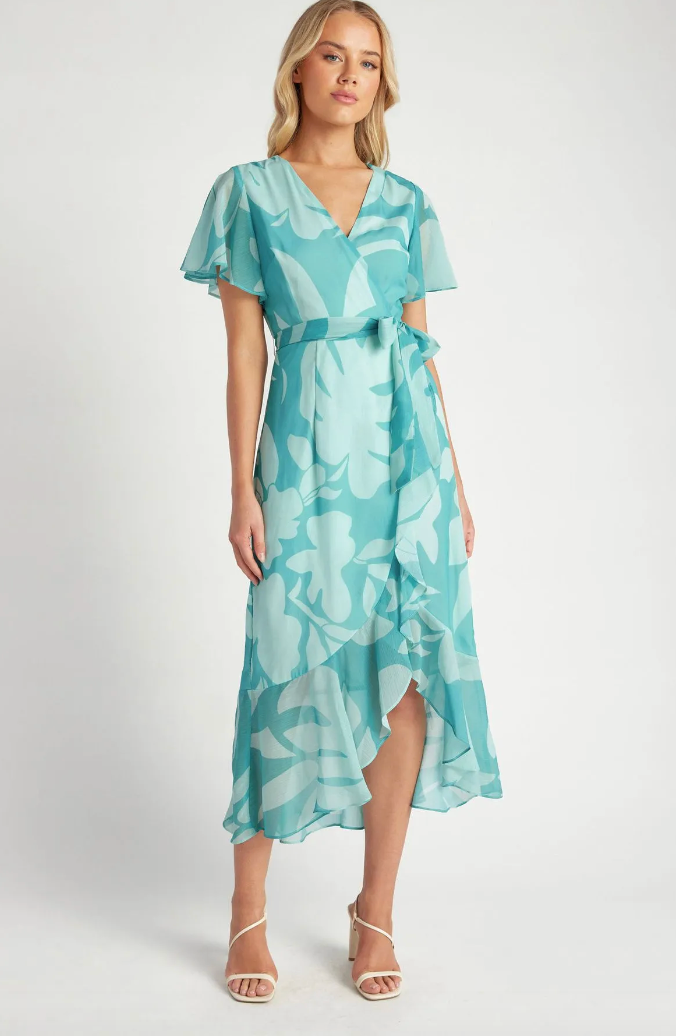 Flutter Wrap Dress - Blue Floral