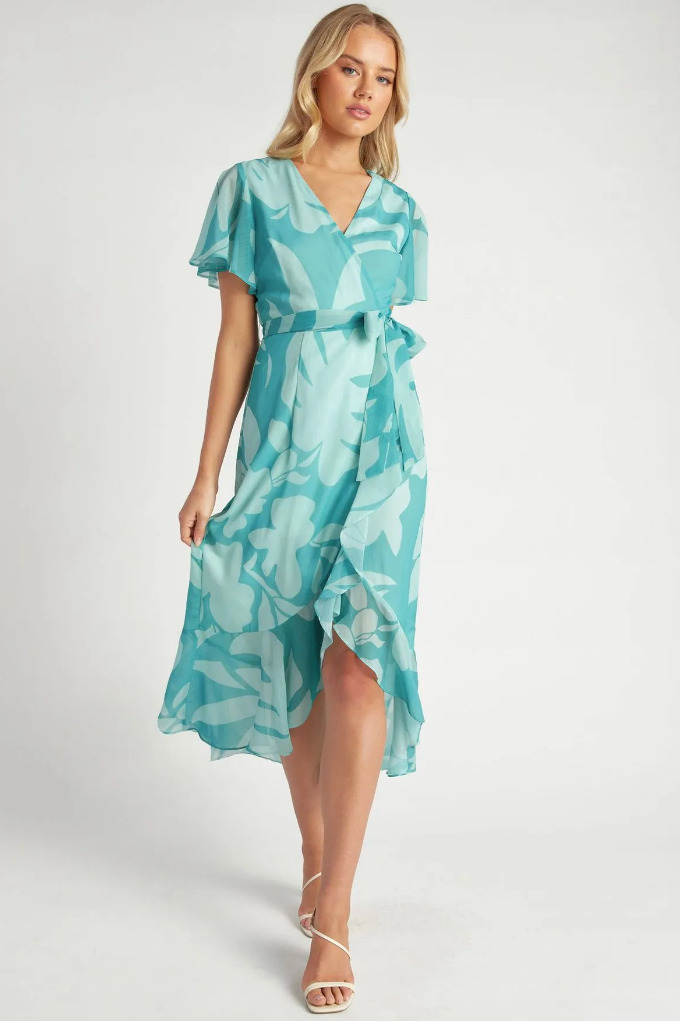 Flutter Wrap Dress - Blue Floral
