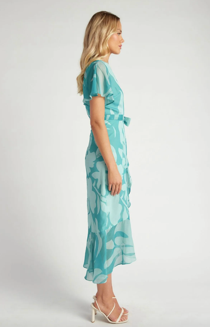 Flutter Wrap Dress - Blue Floral