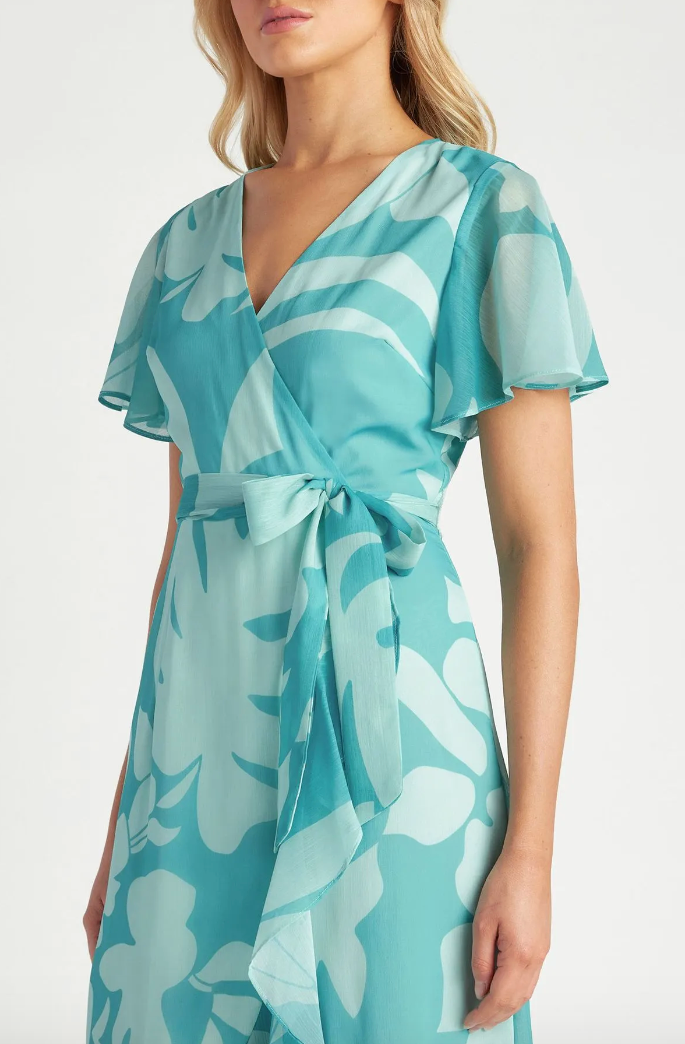 Flutter Wrap Dress - Blue Floral