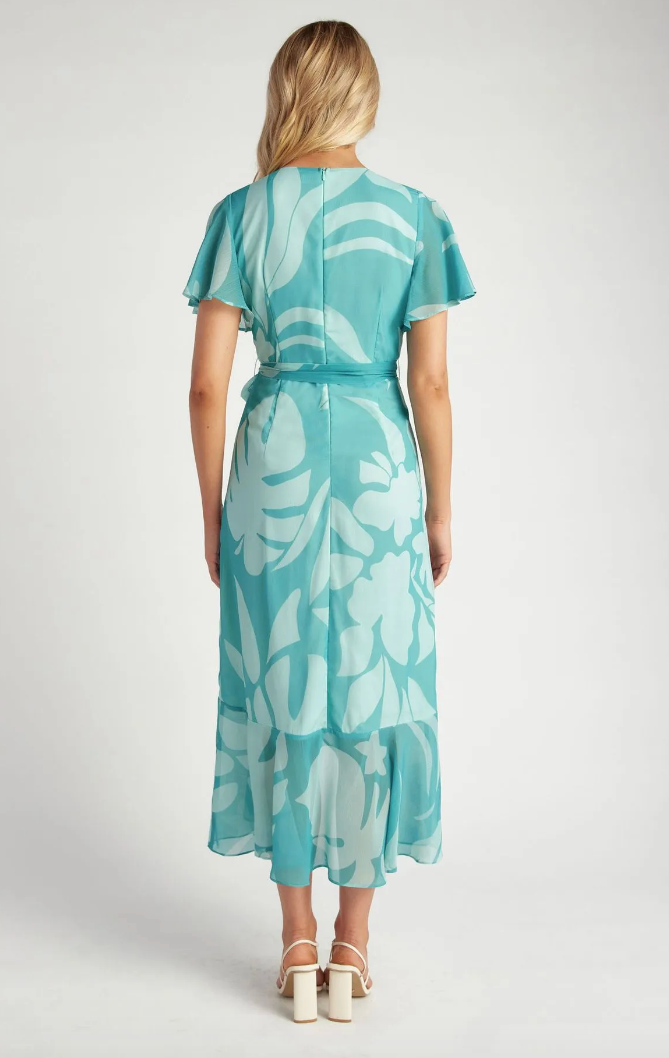 Flutter Wrap Dress - Blue Floral
