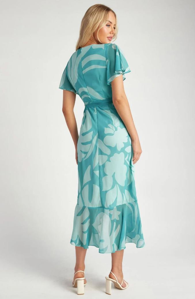 Flutter Wrap Dress - Blue Floral