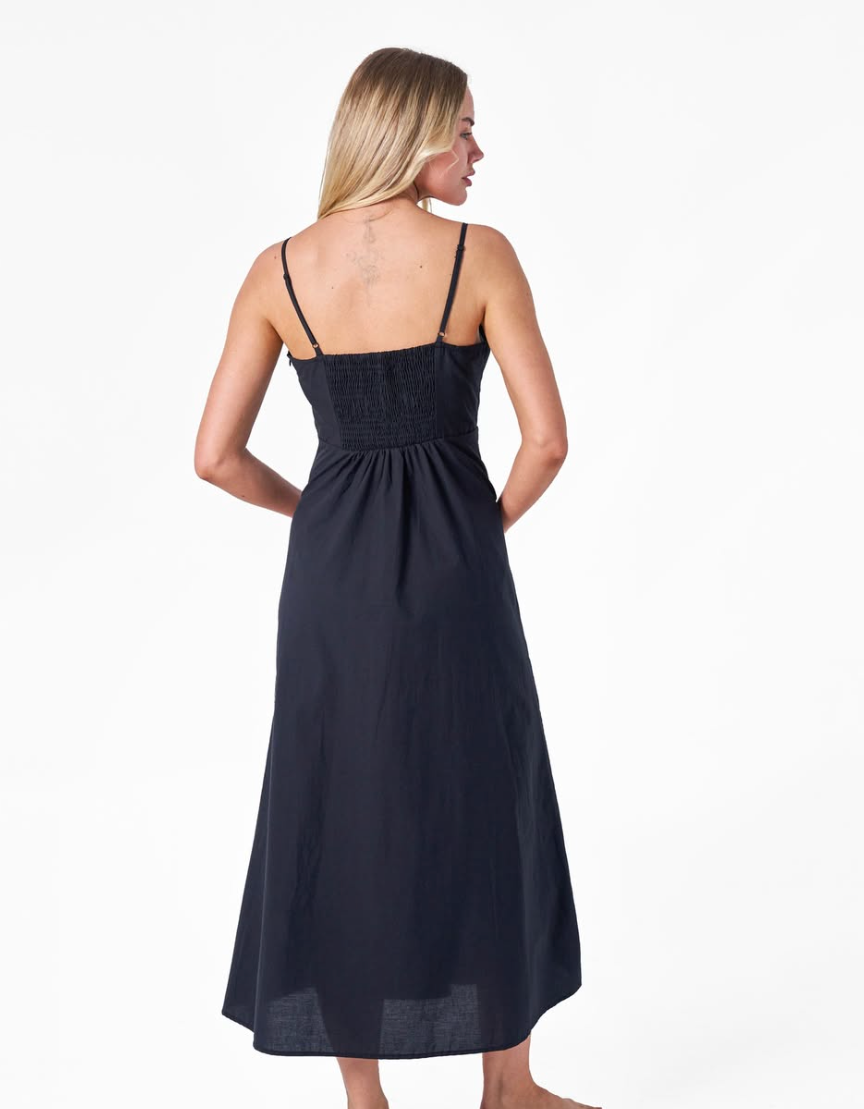 Adeliza Cotton Midi Dress - Black