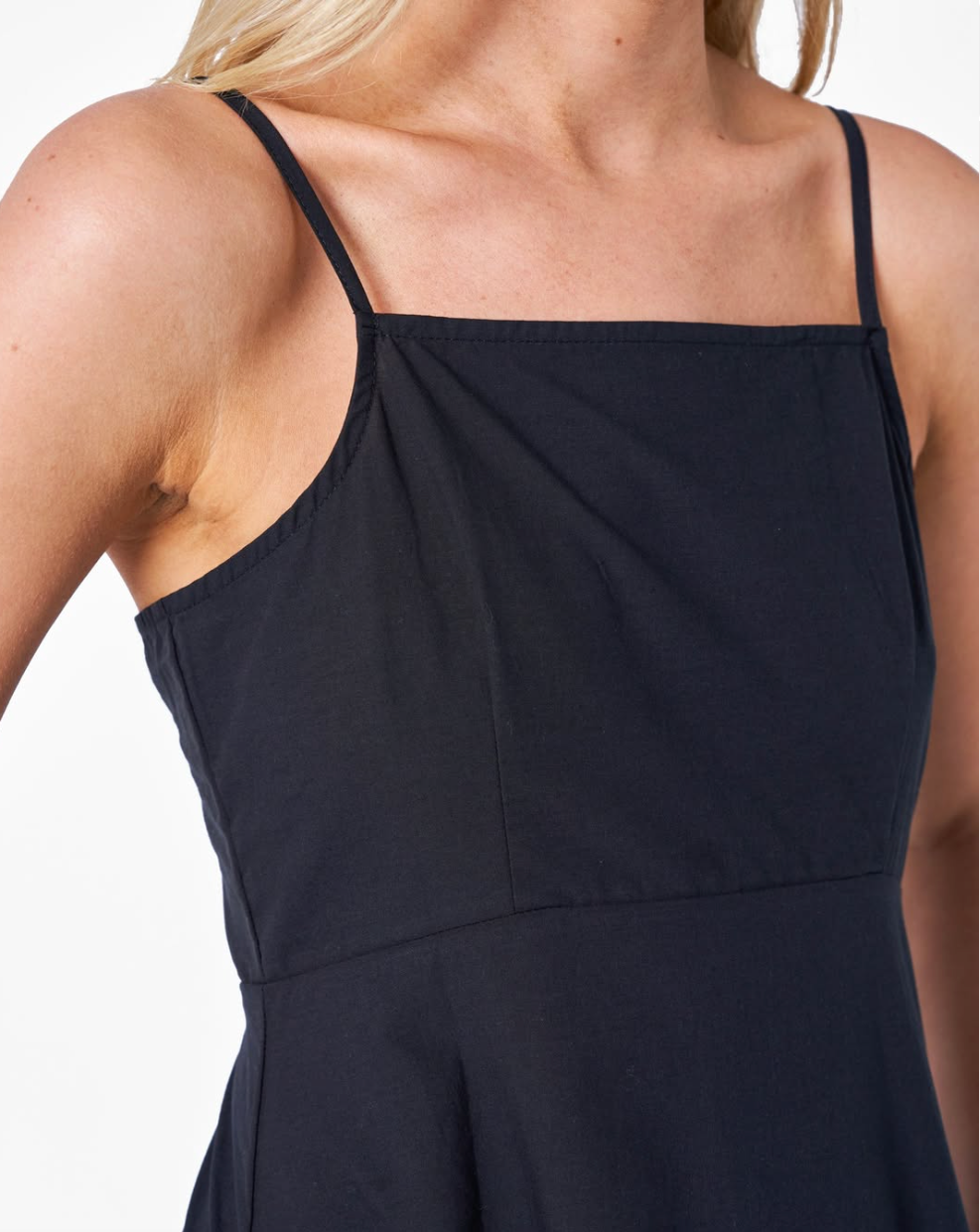 Adeliza Cotton Midi Dress - Black