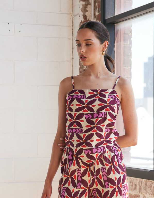 Geo Berry Scarf style Top - Multi