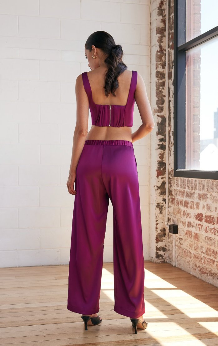 Silky Bralette style Crop Top - Berry