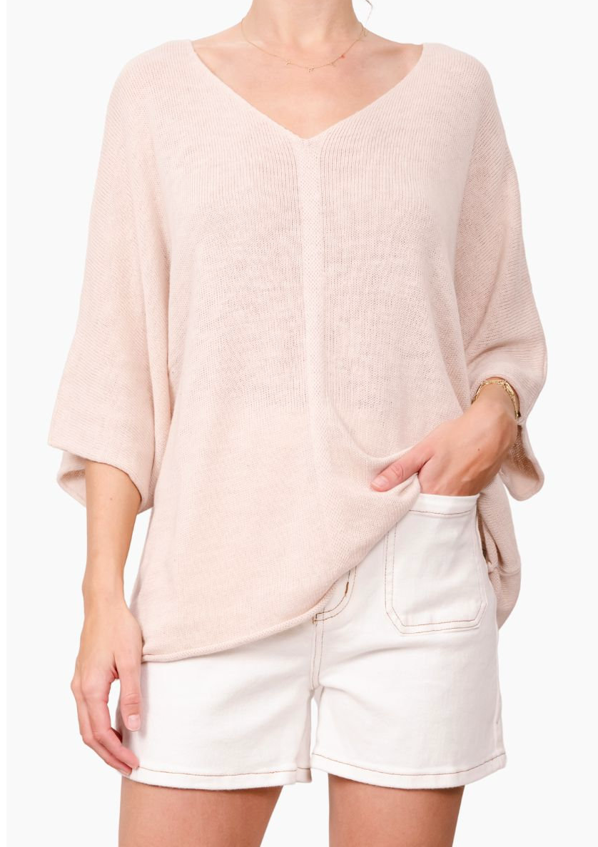 Relaxed Knit Tee - Blush Cream