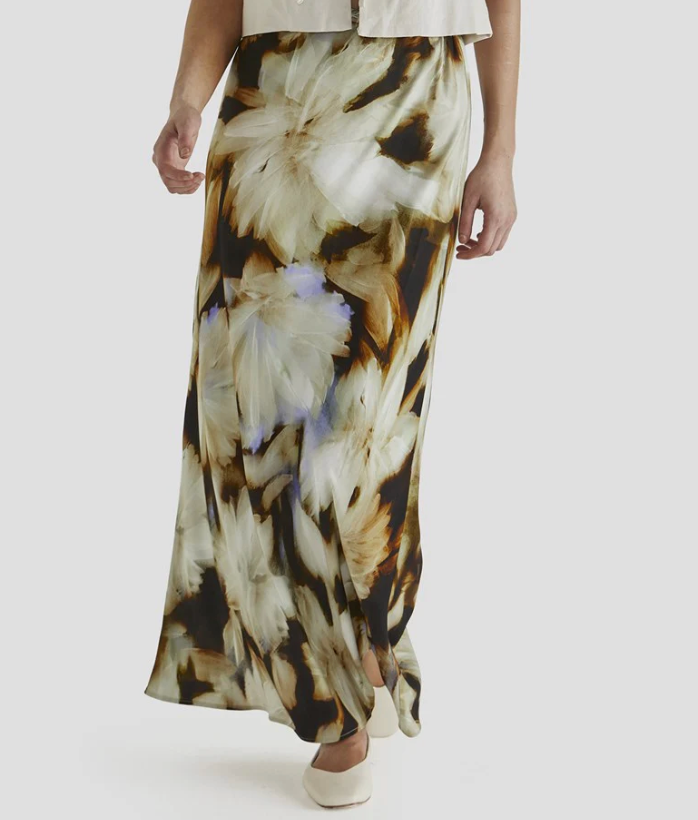 Blurred Floral Midi Skirt- Floral