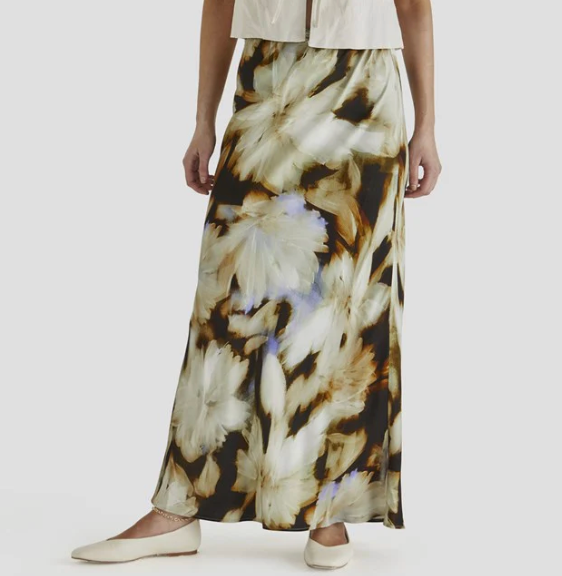 Blurred Floral Midi Skirt- Floral