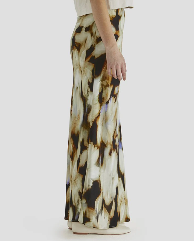Blurred Floral Midi Skirt- Floral