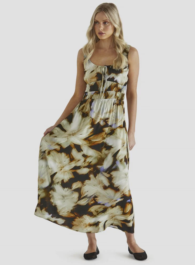 Blurred Floral Maxi Dress - Floral