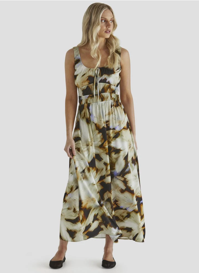 Blurred Floral Maxi Dress - Floral