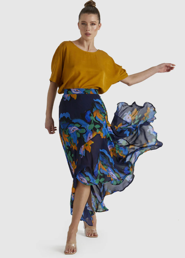Fate & Becker Twilight Midi Skirt- Floral