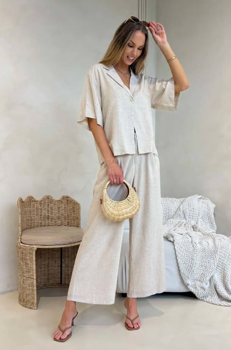 Alania Linen blend Set - Natural
