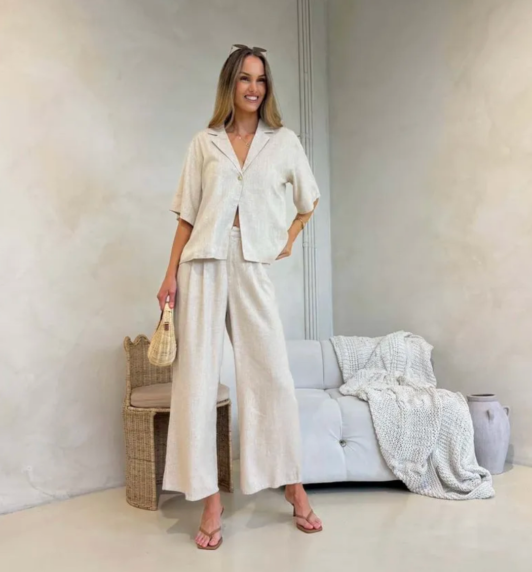 Alania Linen blend Set - Natural
