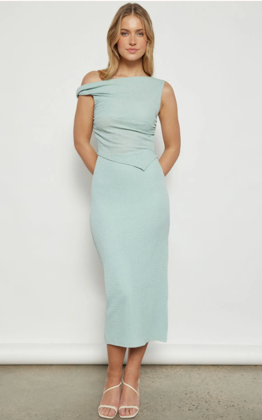 Textured Top and Skirt Set - Duck egg