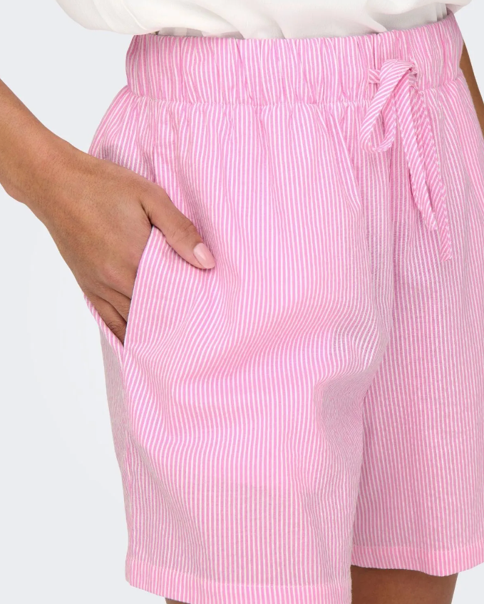 Stripe Cotton Shorts - Pink