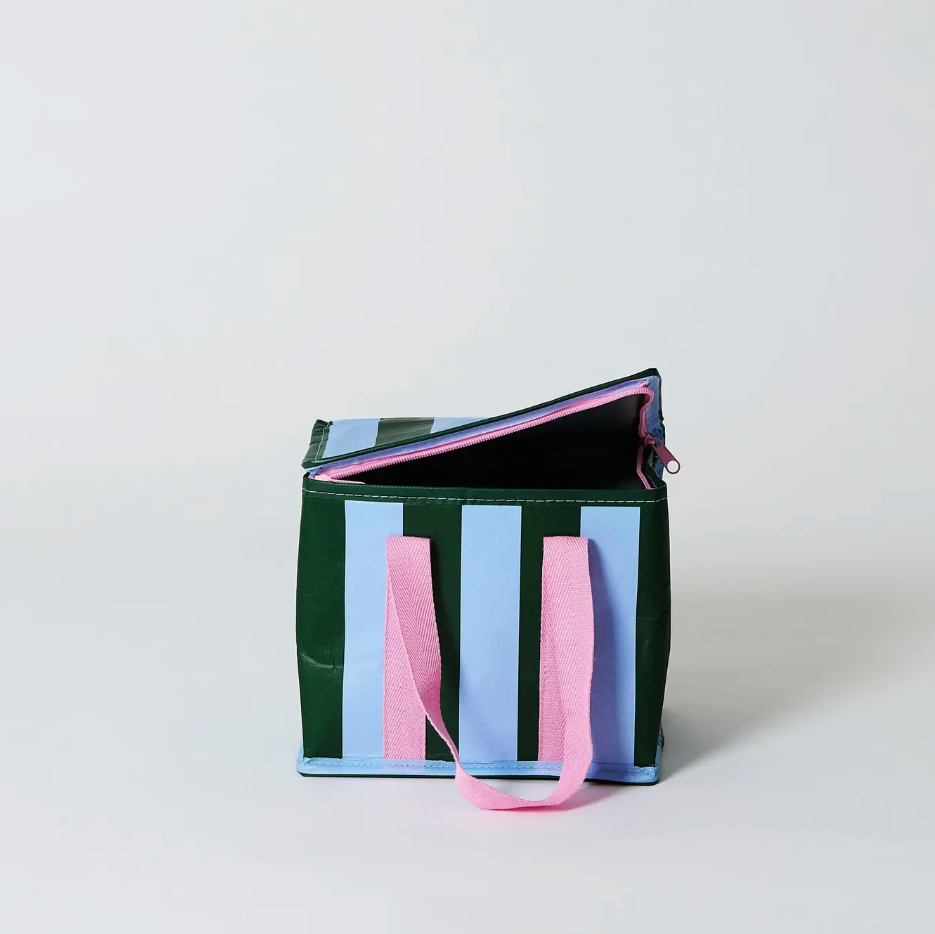 Project Ten Mini Insulated Tote - Green Blue Stripe