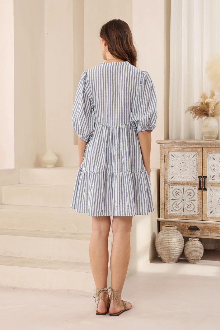 Babydoll Stripe Dress - Blue Stripe