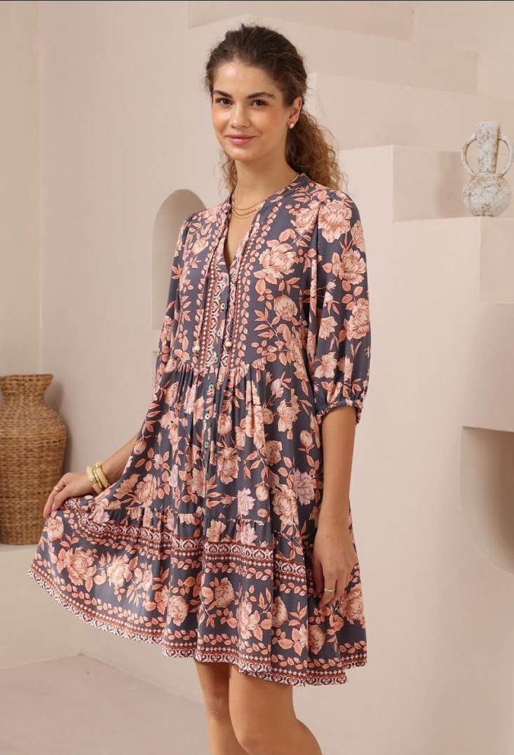 Babydoll Dress - Rose Floral