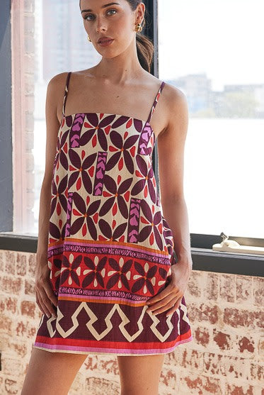Geo Berry Mini Shift Dress - Multi