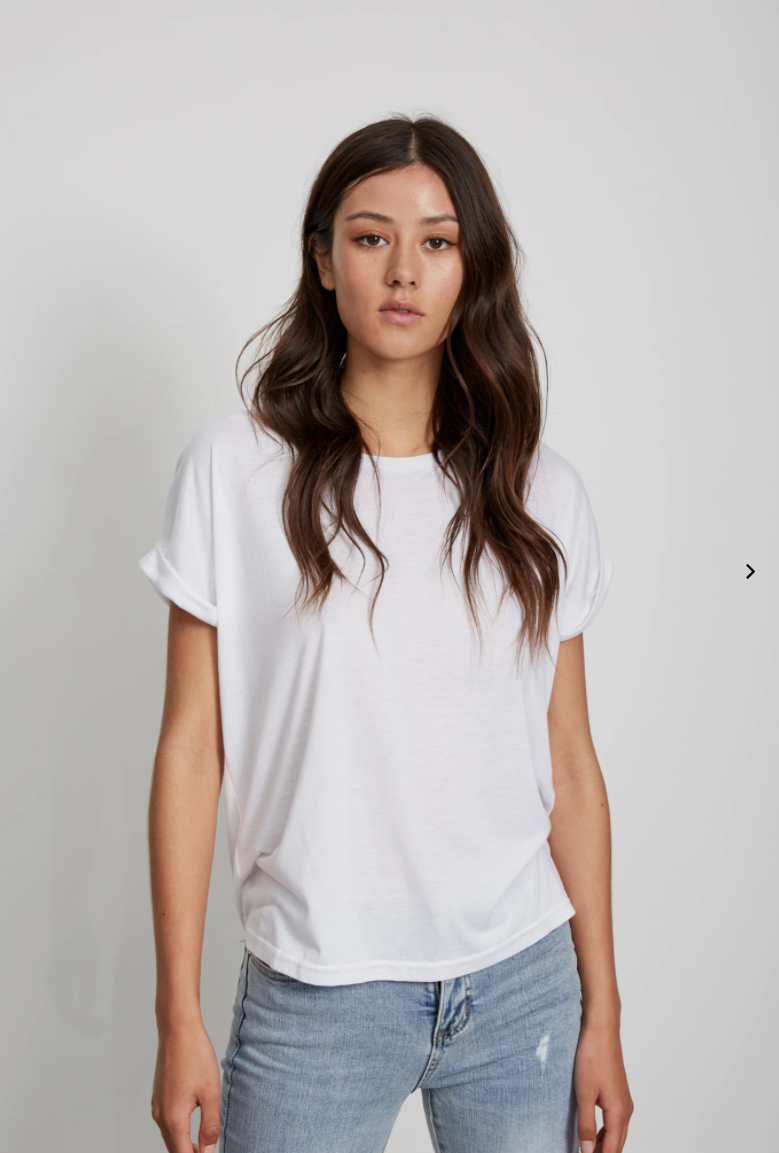 Fave restocked! Little Lies basic Roll Sleeve Tee - White