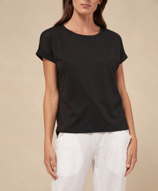 Little Lies basic Roll Sleeve Tee - Black