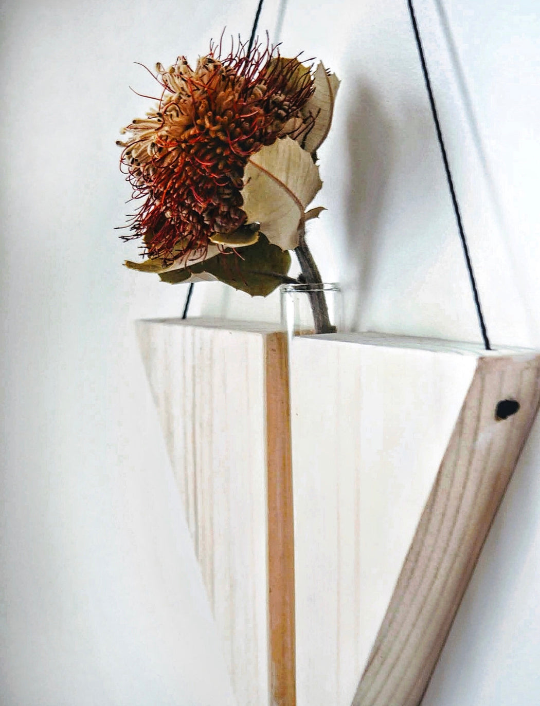 Timber wall hanger - Triangle, White wash